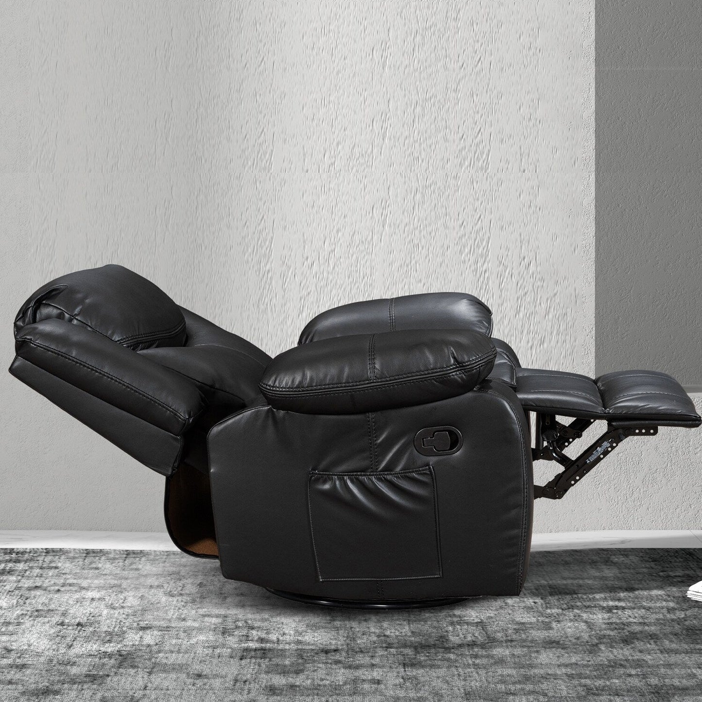 Fauteuil inclinable chauffant et massant en cuir durable à siège large