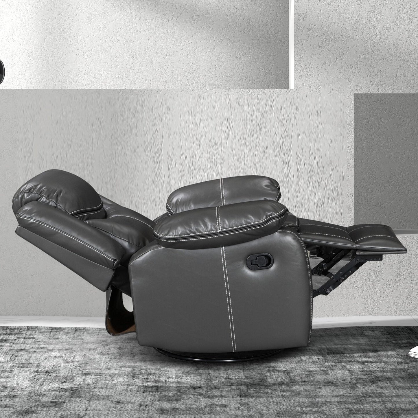 Fauteuil inclinable chauffant et massant en cuir durable à siège large
