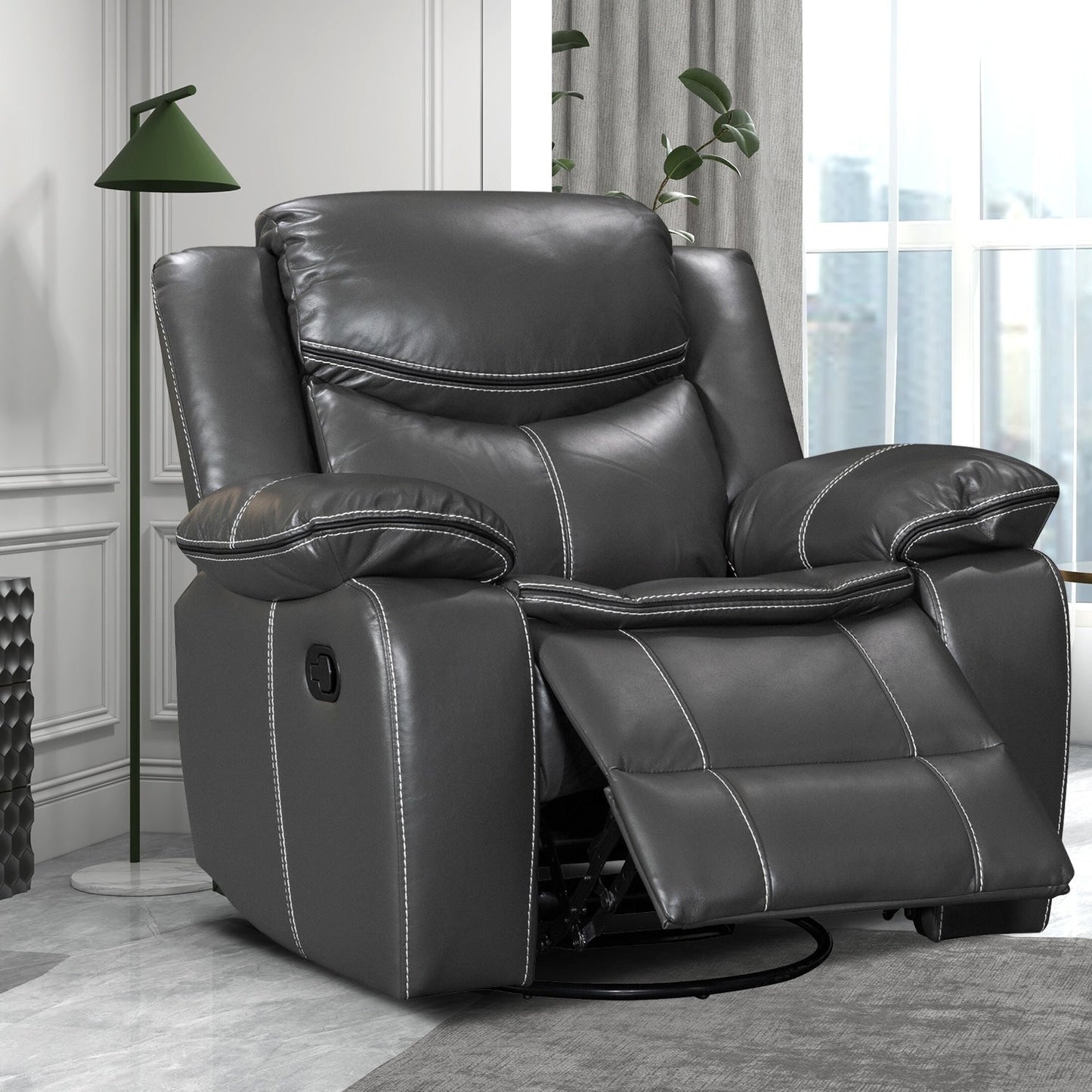 Fauteuil inclinable chauffant et massant en cuir durable à siège large