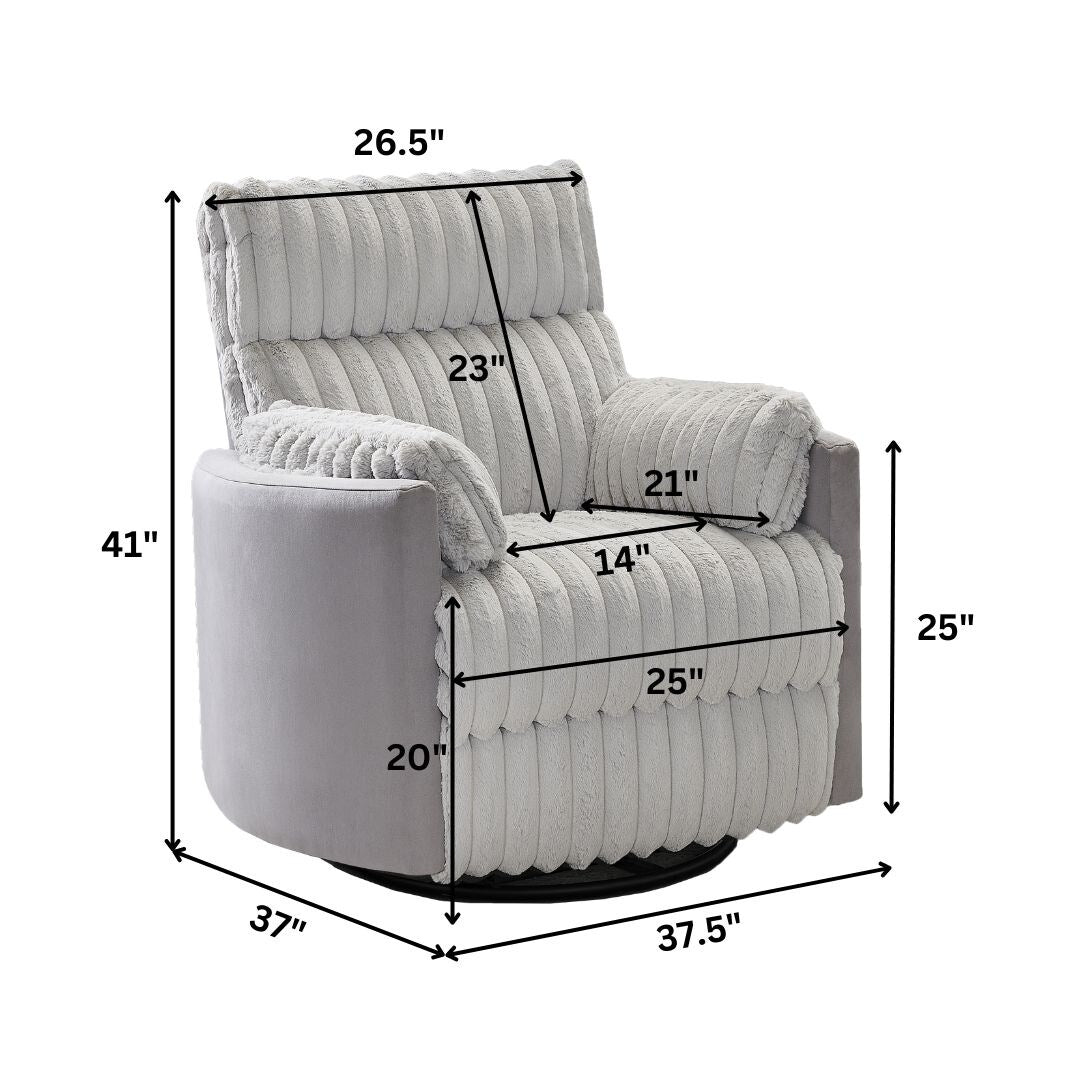 Fauteuil inclinable manuel en velours côtelé à larges baleines