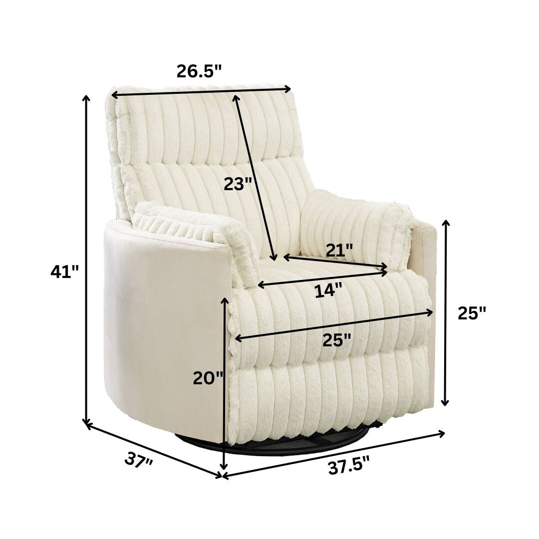 Fauteuil inclinable manuel en velours côtelé à larges baleines