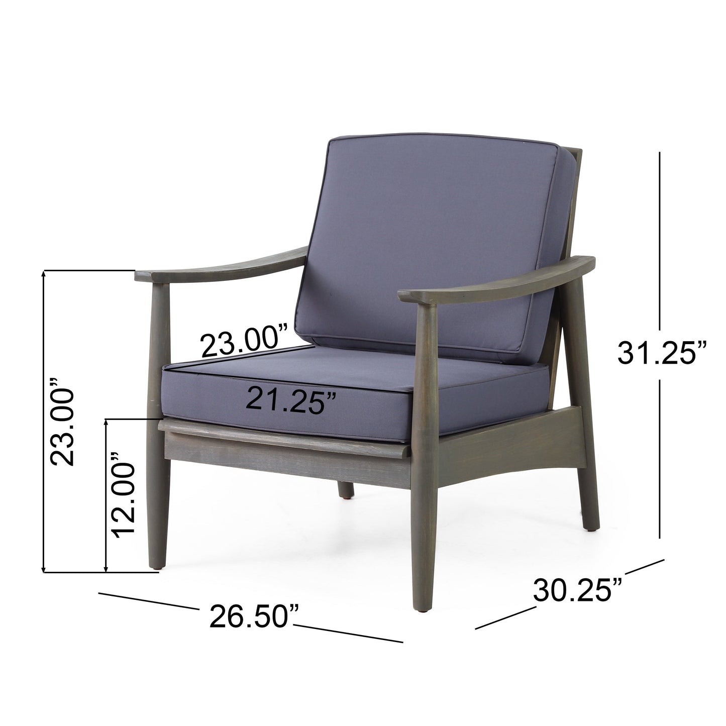 Fauteuil club Willowbrook Wood (lot de 2) par Christopher Knight Home