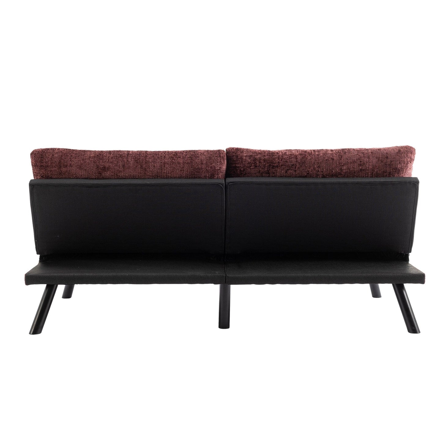 Canapé-lit convertible en chenille rouge vin 75,6 avec pieds en métal pour salon