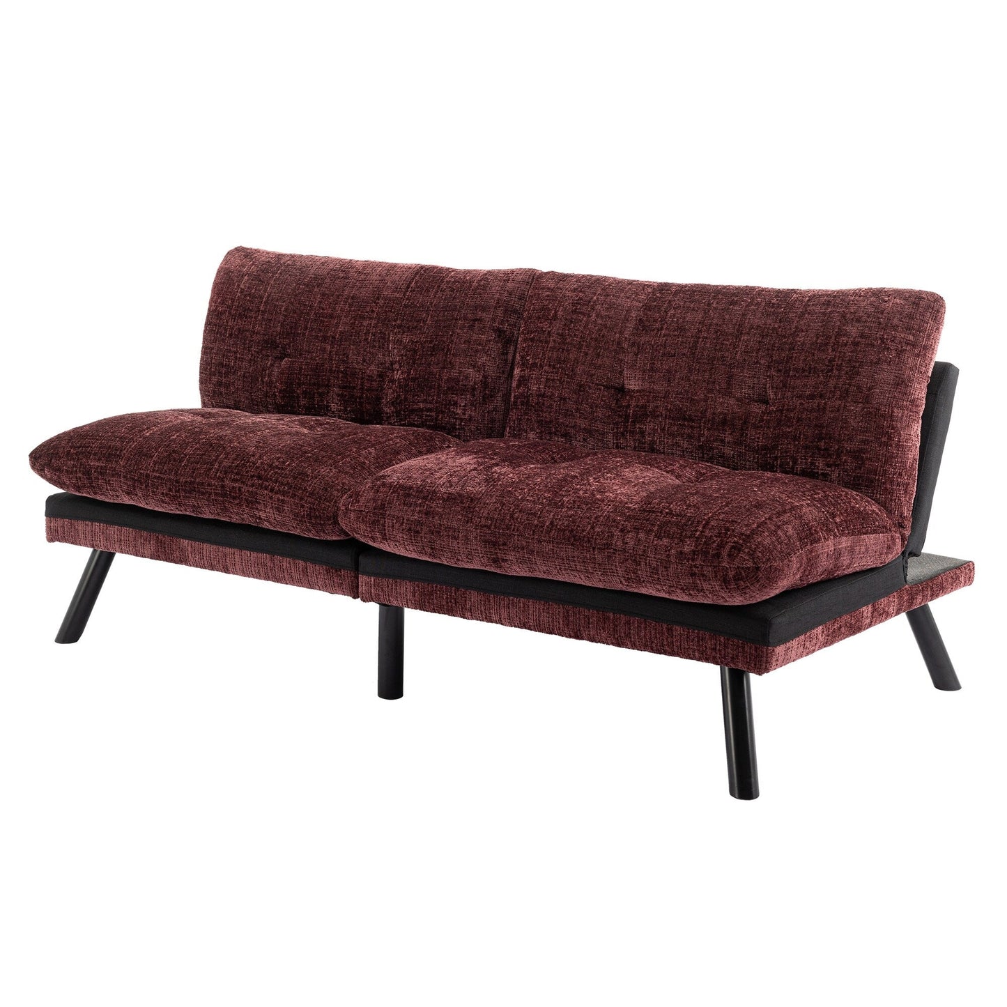 Canapé-lit convertible en chenille rouge vin 75,6 avec pieds en métal pour salon