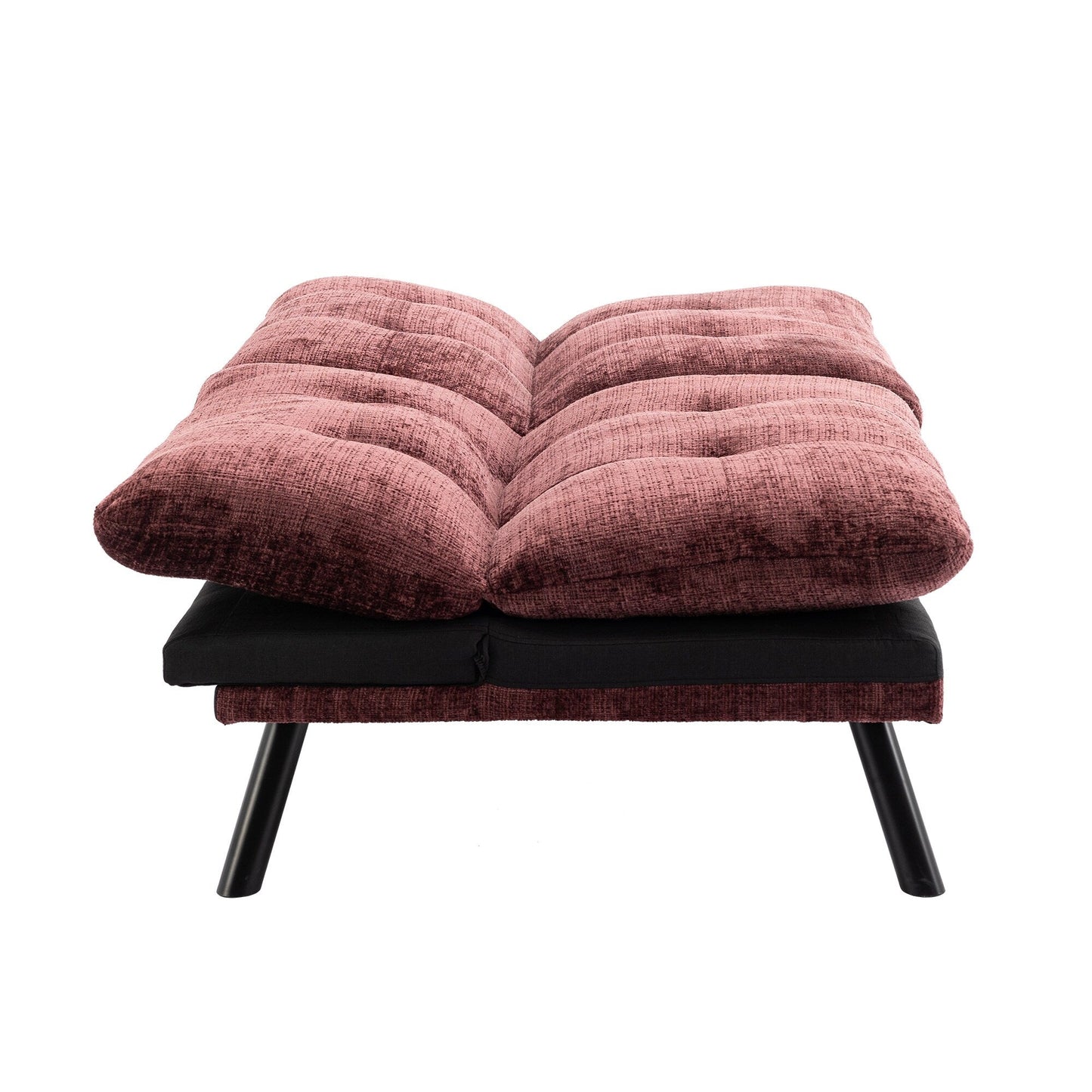 Canapé-lit convertible en chenille rouge vin 75,6 avec pieds en métal pour salon