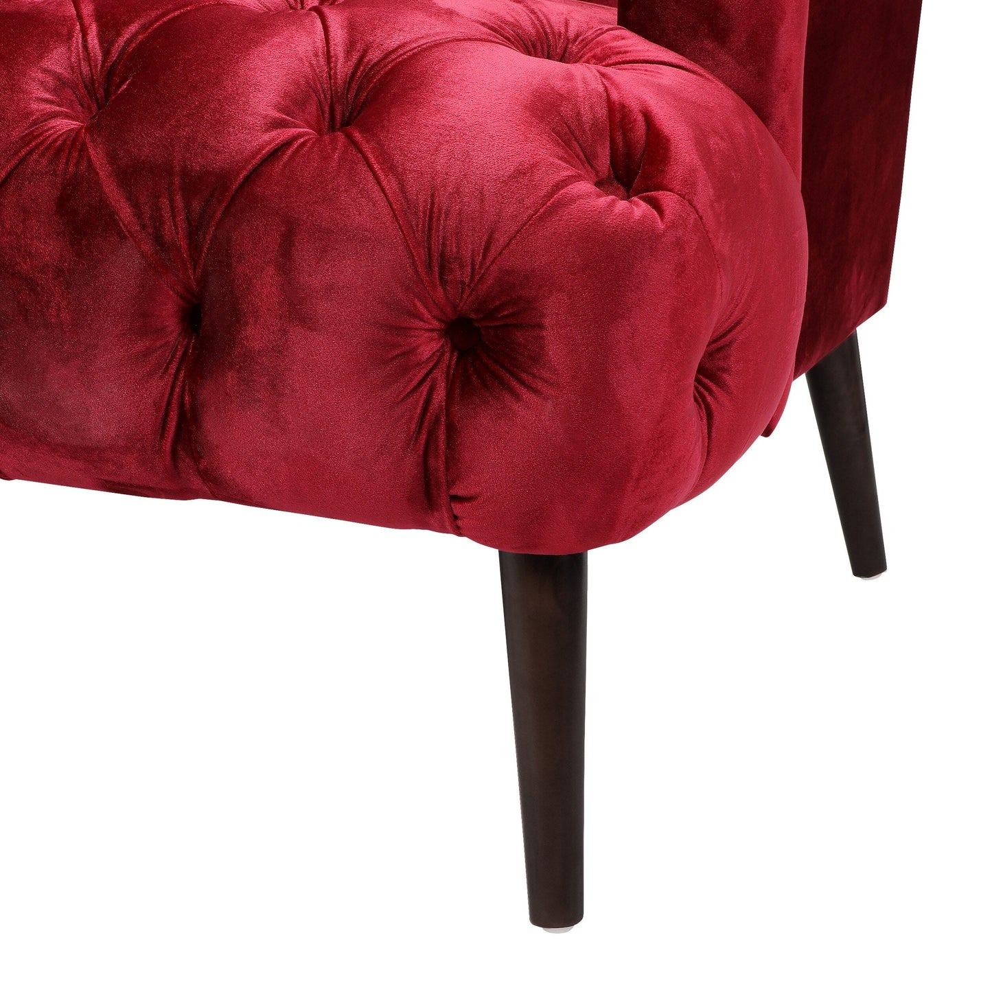 Canapé 3 places moderne rouge vin 73,25 avec boutons capitonnés et pieds en bois de bouleau pour le salon