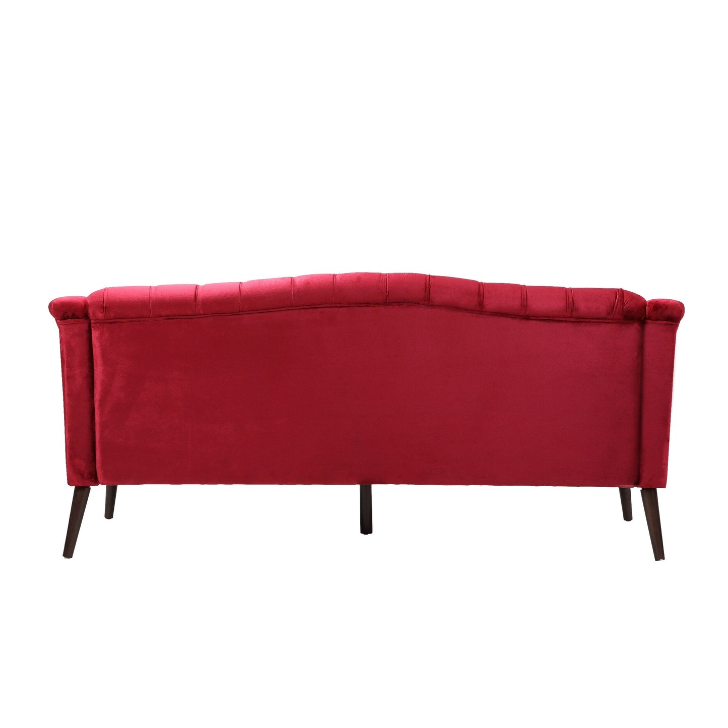 Canapé 3 places moderne rouge vin 73,25 avec boutons capitonnés et pieds en bois de bouleau pour le salon