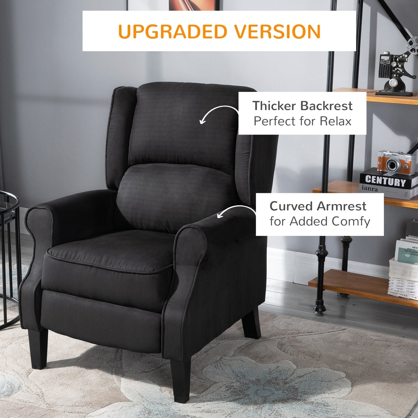 Fauteuil de massage chauffant à oreilles, fauteuil inclinable rembourré vintage avec dossier réglable, télécommande, poche latérale de rangement