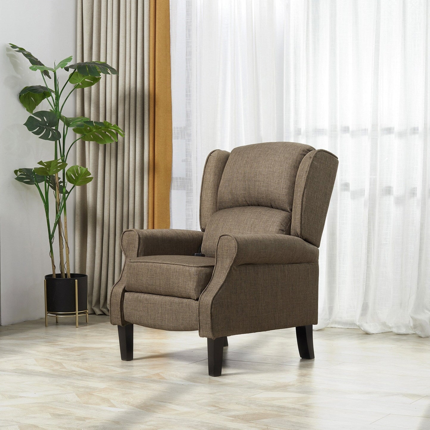 Fauteuil inclinable manuel en lin avec repose-pieds réglable et télécommande filaire