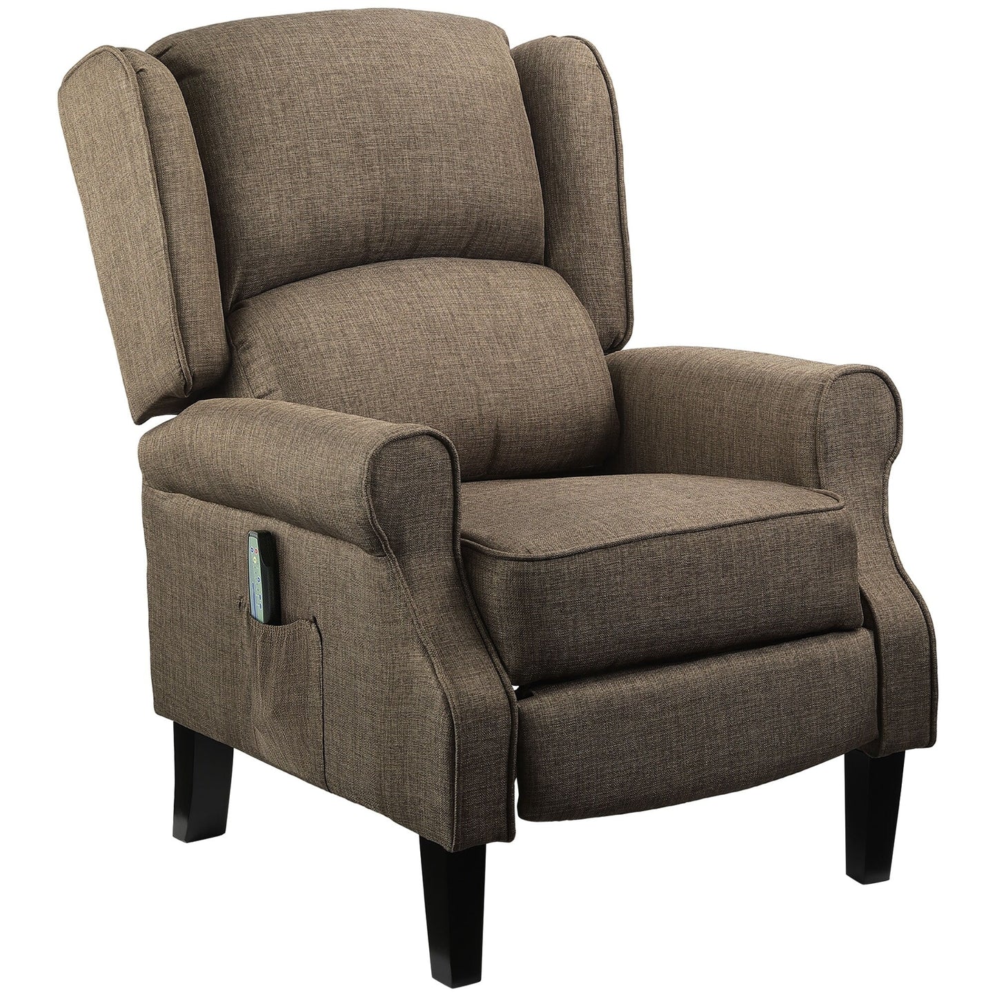 Fauteuil inclinable manuel en lin avec repose-pieds réglable et télécommande filaire