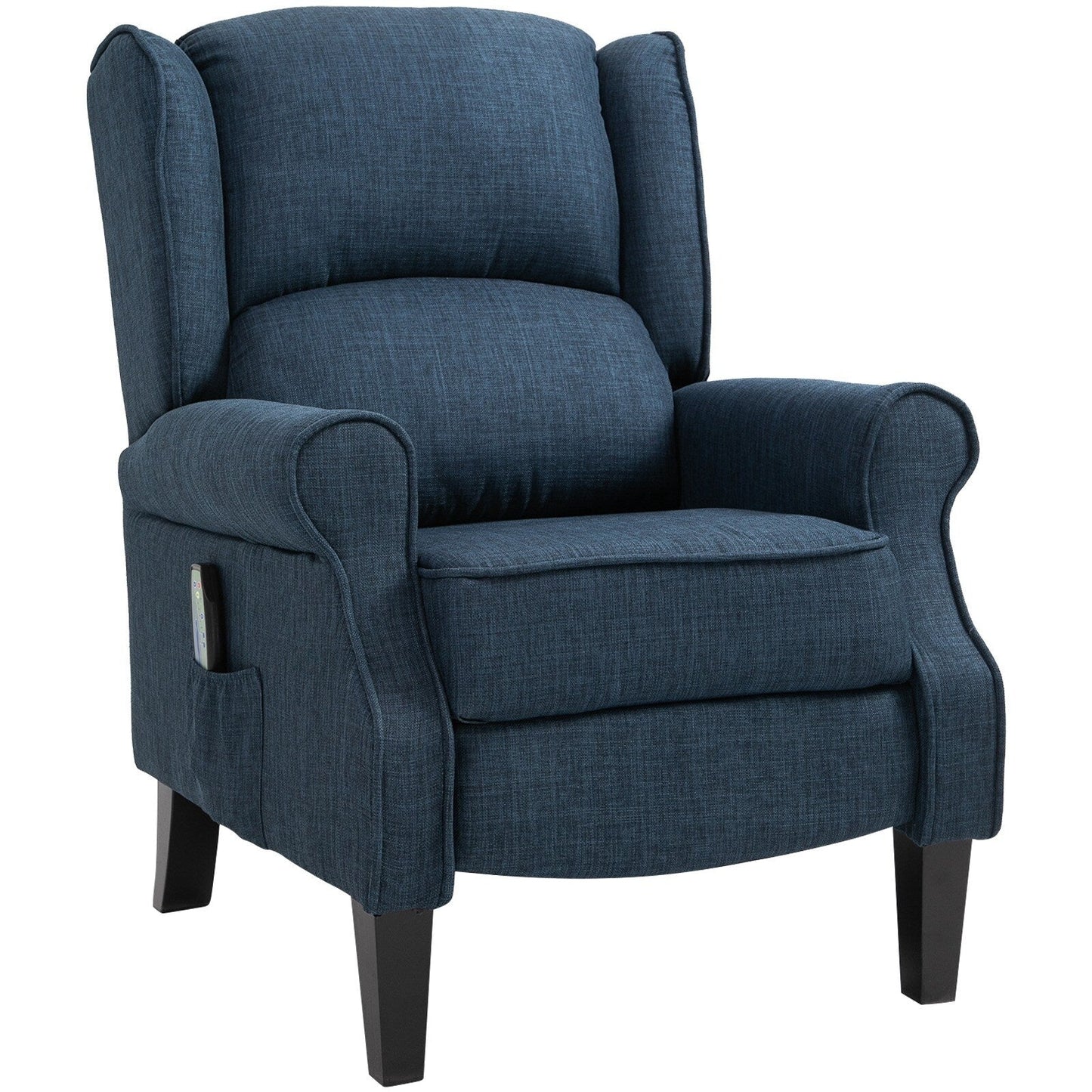 Fauteuil inclinable manuel en lin avec repose-pieds réglable et télécommande filaire