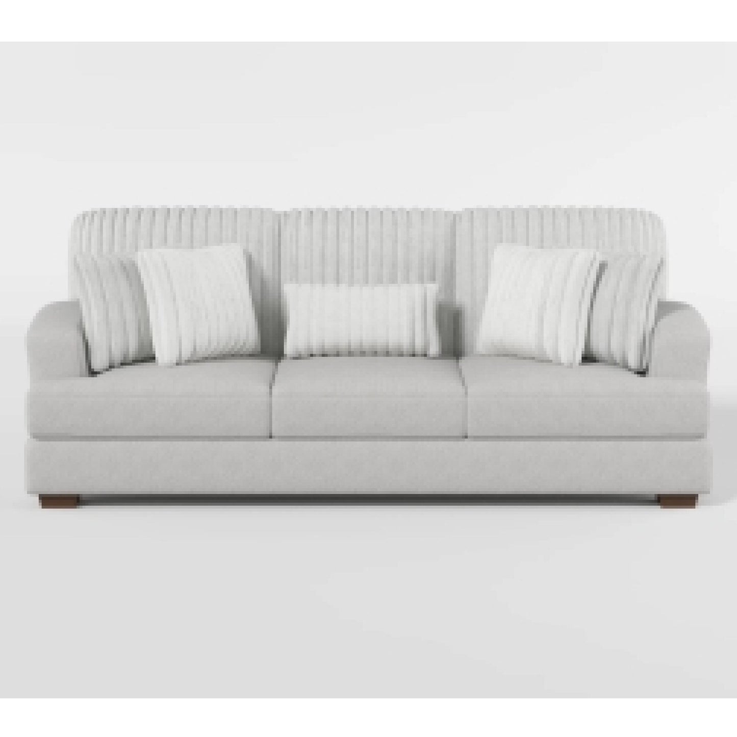 Canapé Witz, 96 pouces, 5 coussins, velours côtelé gris clair à texture côtelée