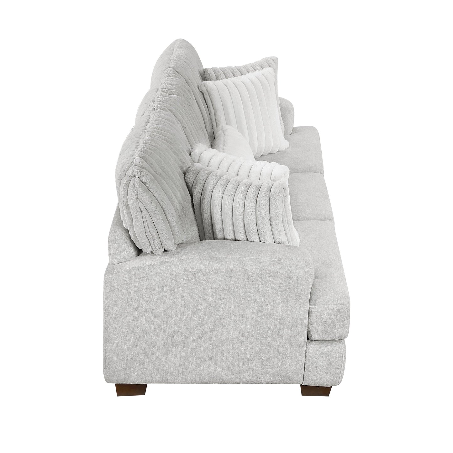 Canapé Witz, 96 pouces, 5 coussins, velours côtelé gris clair à texture côtelée