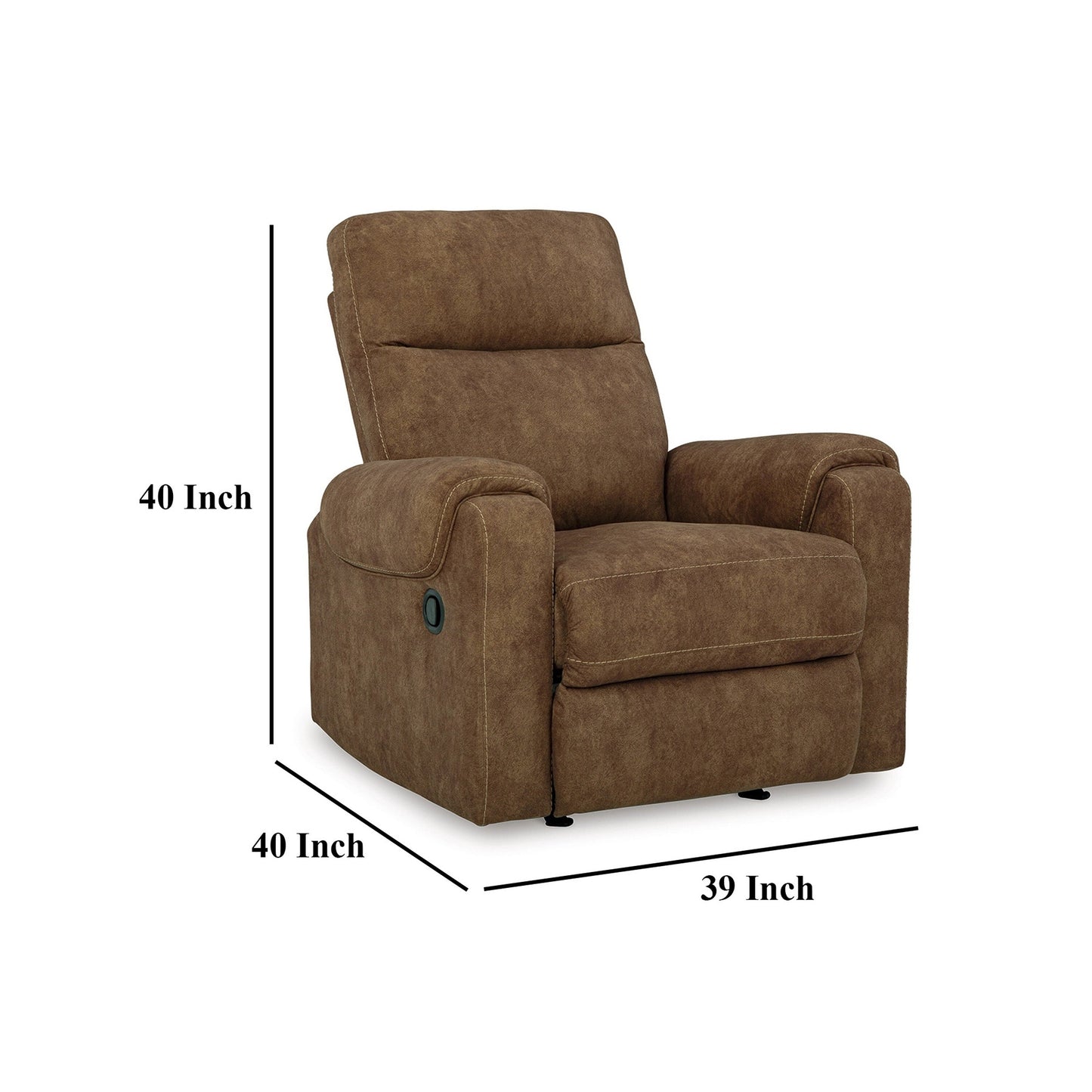 Fauteuil inclinable à bascule manuel Woli, 99 cm, similicuir marron classique
