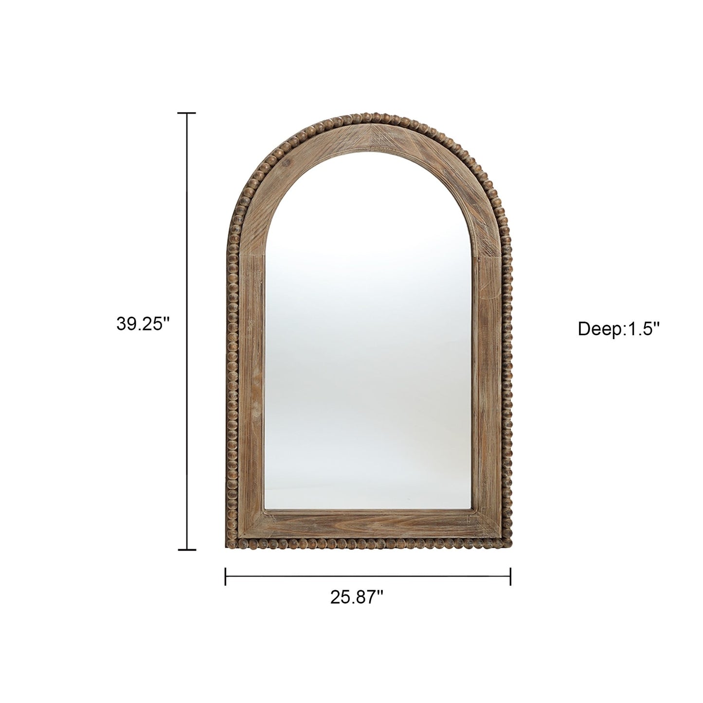 Miroir mural en arc avec cadre en bois, miroir mural de salle de bain - 39,25 H x 25,87 L x 1,5 P
