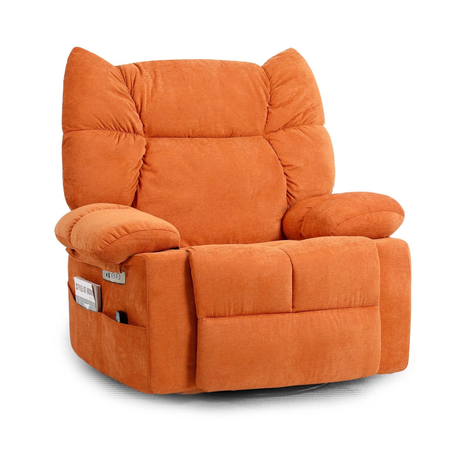 Fauteuil inclinable pivotant XINMICS, fauteuil inclinable électrique à bascule avec massage et chauffage