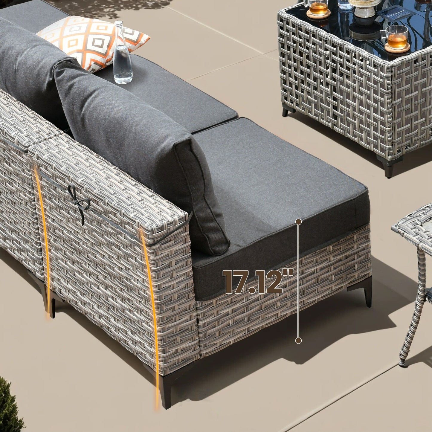 Ensemble de meubles de patio en rotin XIZZI 11 pièces avec table et foyer