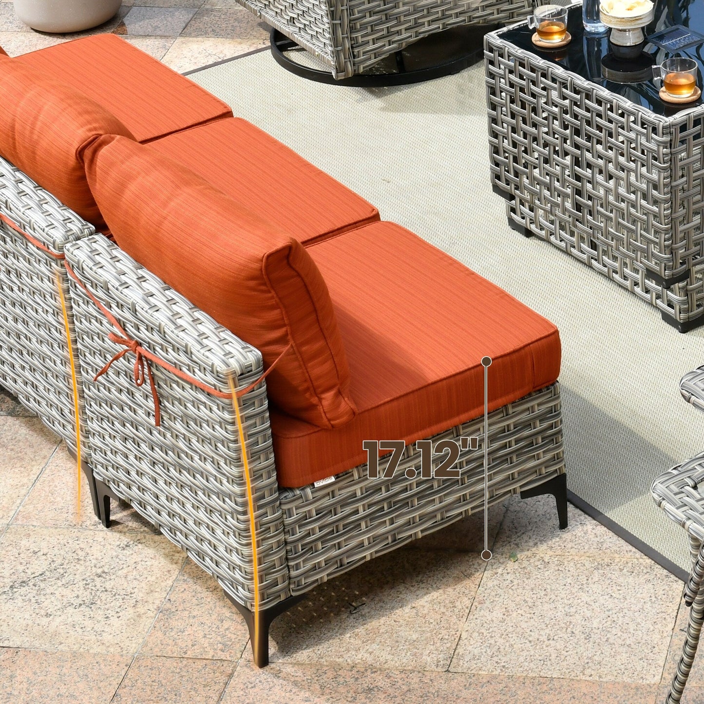 Ensemble de meubles de patio en rotin XIZZI 11 pièces avec table et foyer