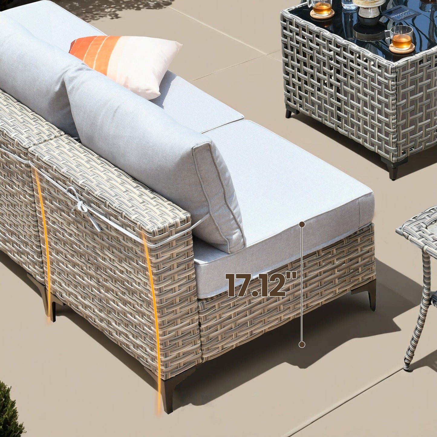 Ensemble de meubles de patio en rotin XIZZI 11 pièces avec table et foyer