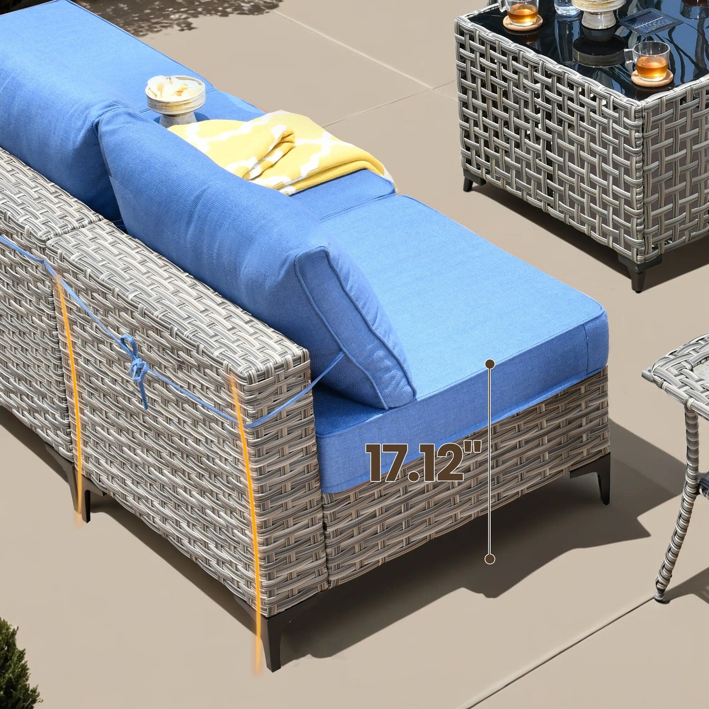 Ensemble de meubles de patio en rotin XIZZI 11 pièces avec table et foyer