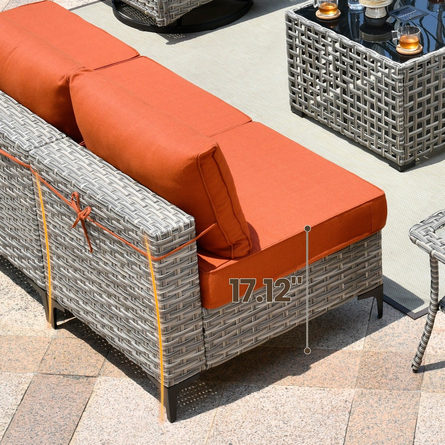 Ensemble de meubles de patio en rotin XIZZI 11 pièces avec table et foyer