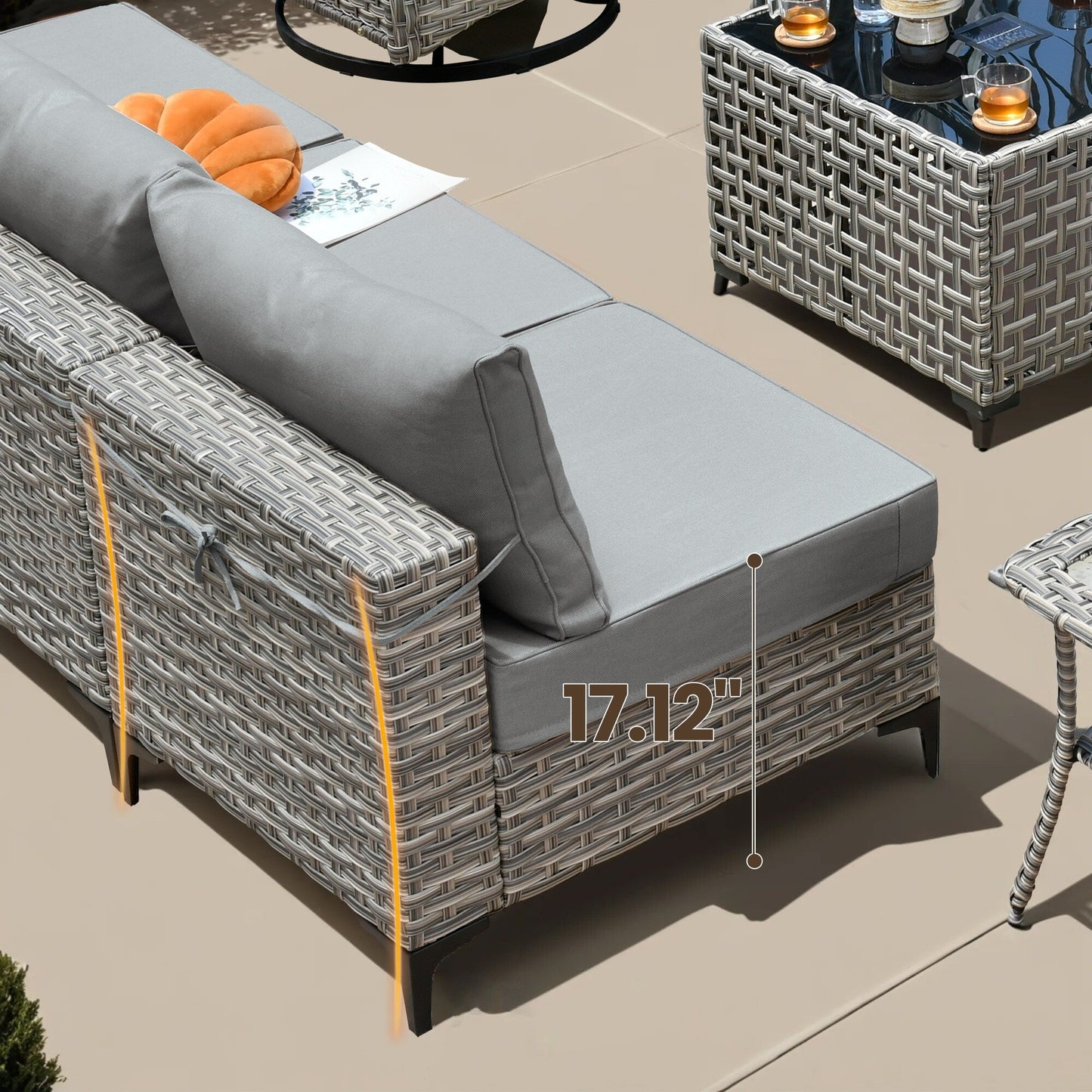 Ensemble de meubles de patio en rotin XIZZI 11 pièces avec table et foyer