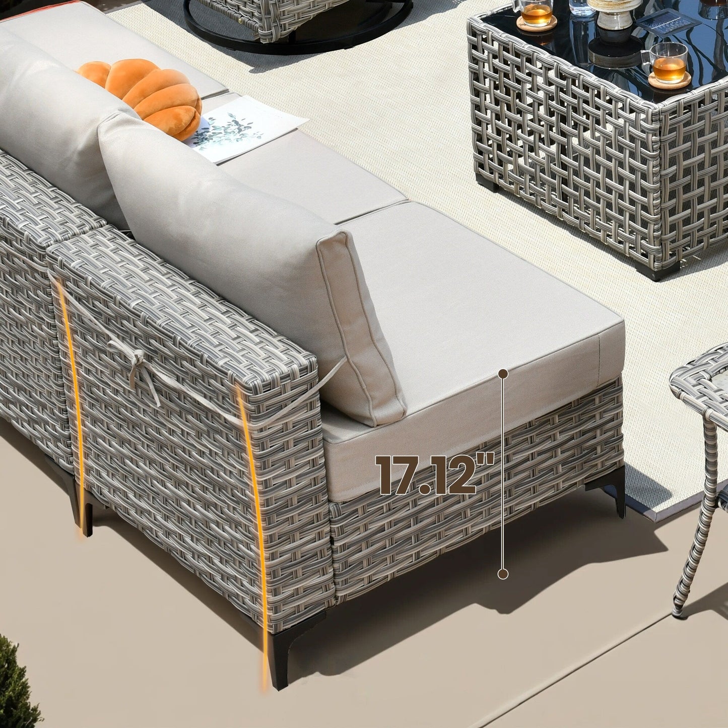 Ensemble de meubles de patio en rotin XIZZI 11 pièces avec table et foyer