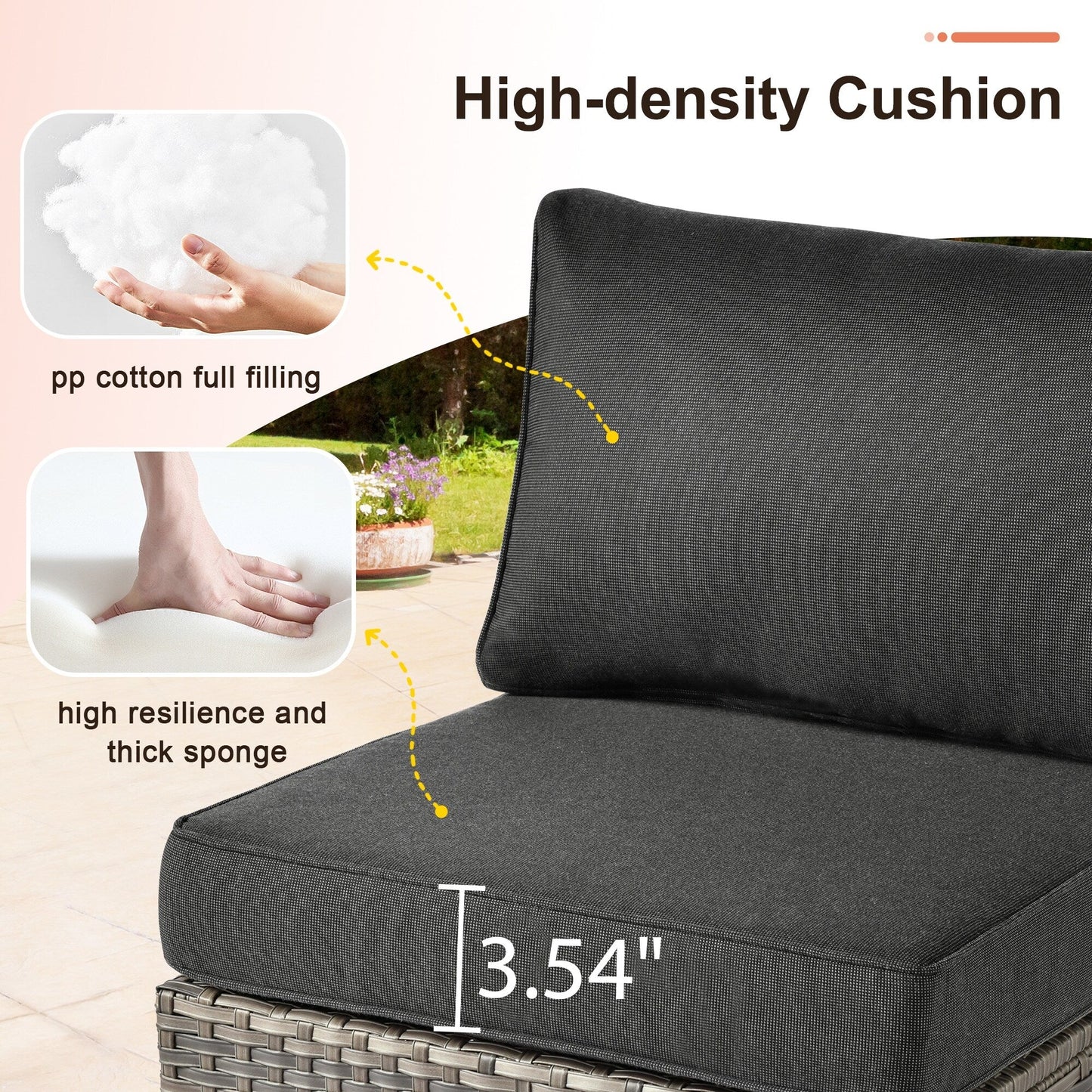 Ensemble de canapés de patio 3 pièces XIZZI avec fauteuil d'angle en rotin et osier