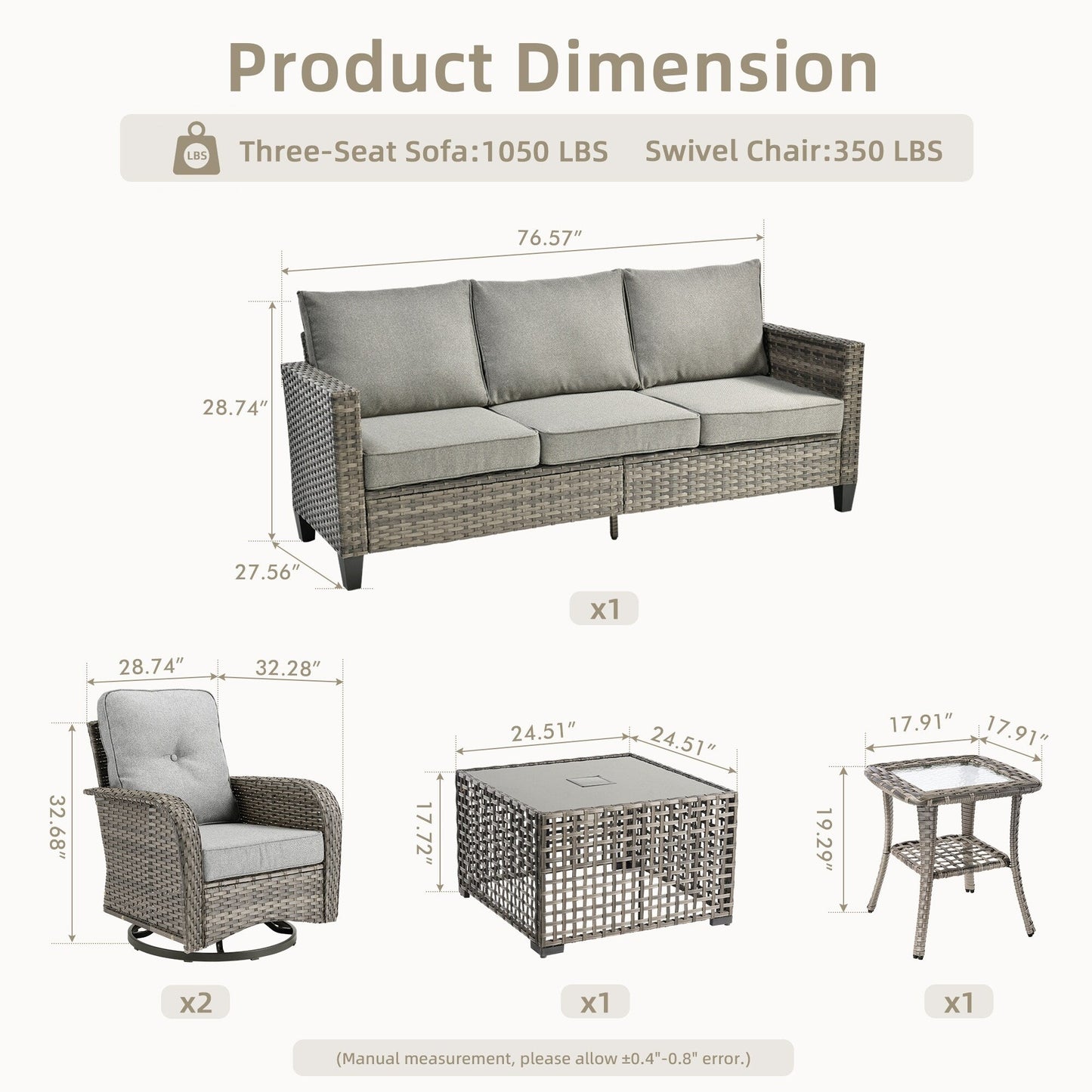 Ensemble de salon de jardin XIZZI en osier gris