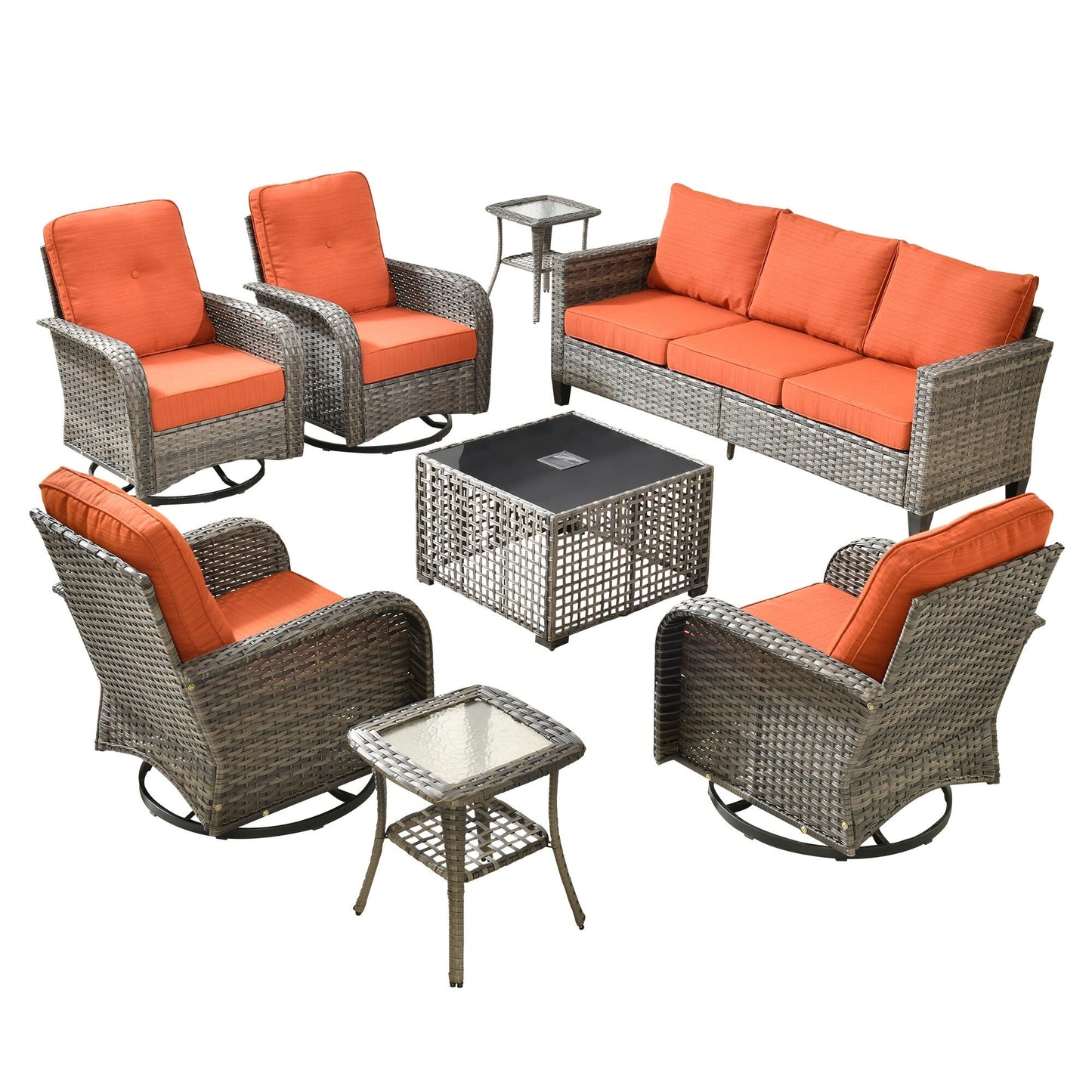 Ensemble de salon de jardin XIZZI en osier gris