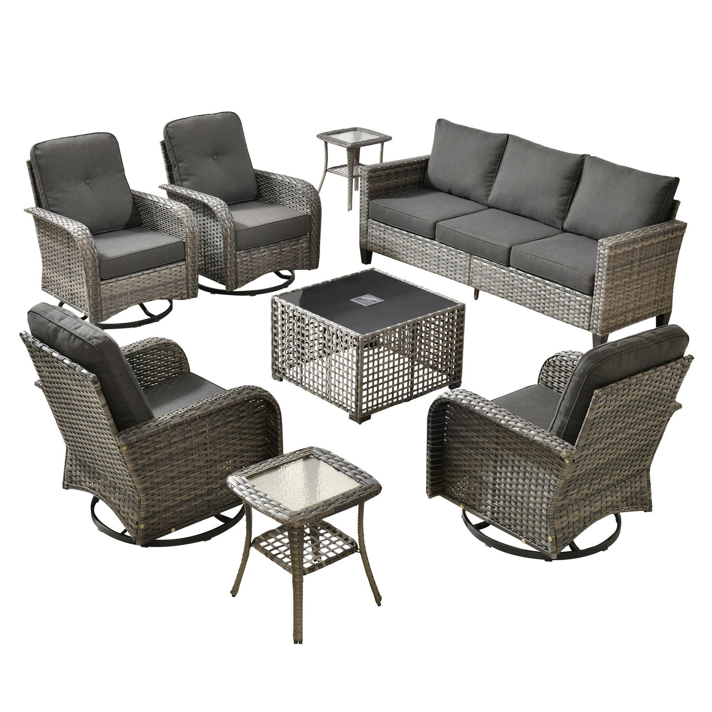 Ensemble de salon de jardin XIZZI en osier gris