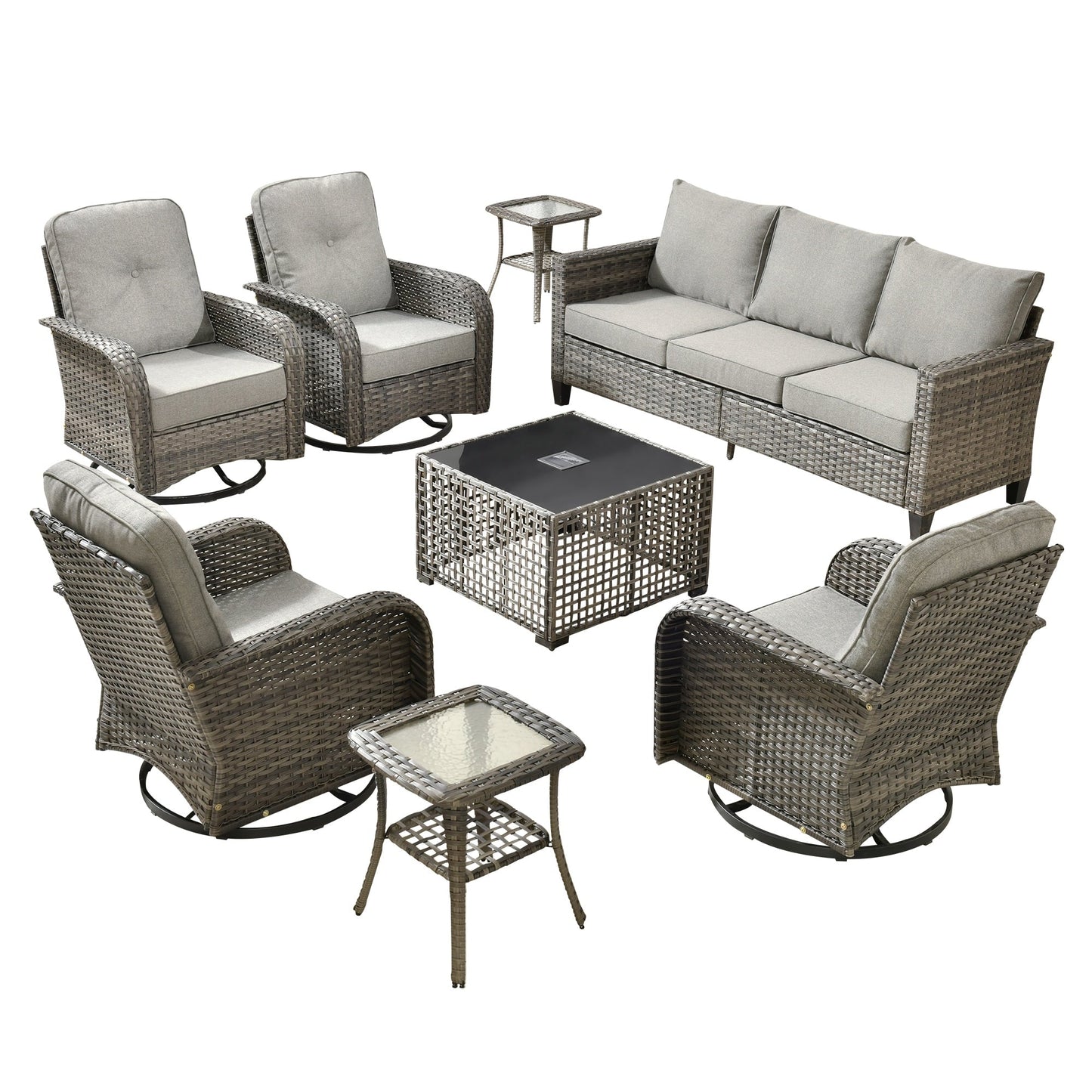 Ensemble de salon de jardin XIZZI en osier gris