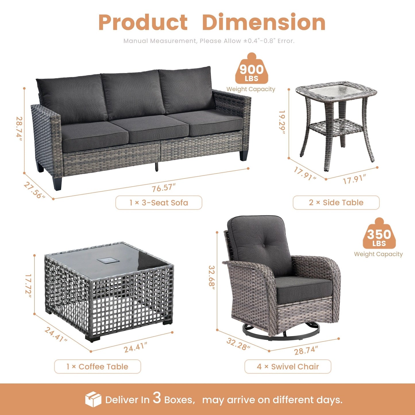 Ensemble de salon de jardin XIZZI en osier gris