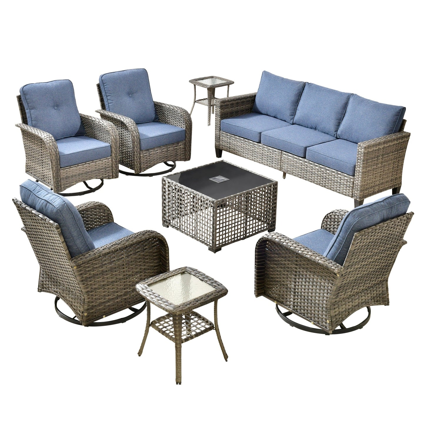 Ensemble de salon de jardin XIZZI en osier gris