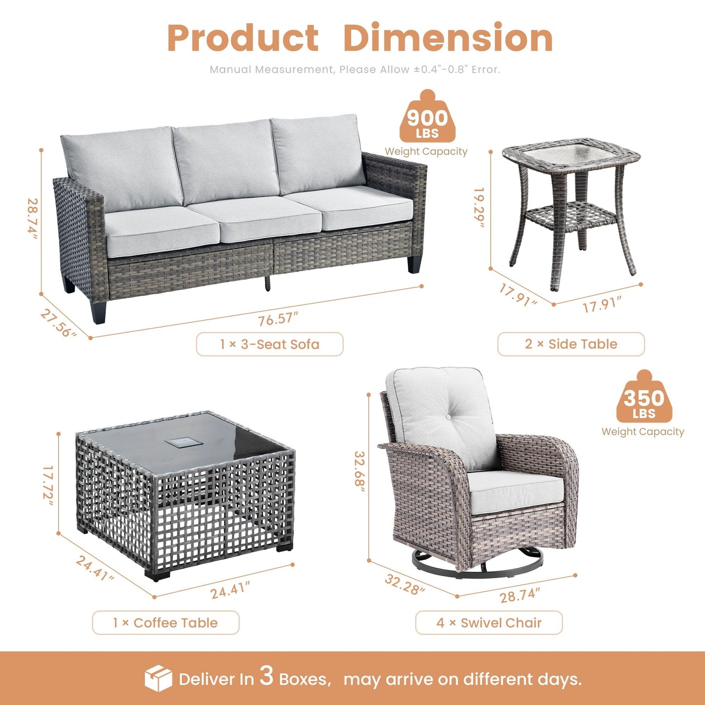 Ensemble de salon de jardin XIZZI en osier gris