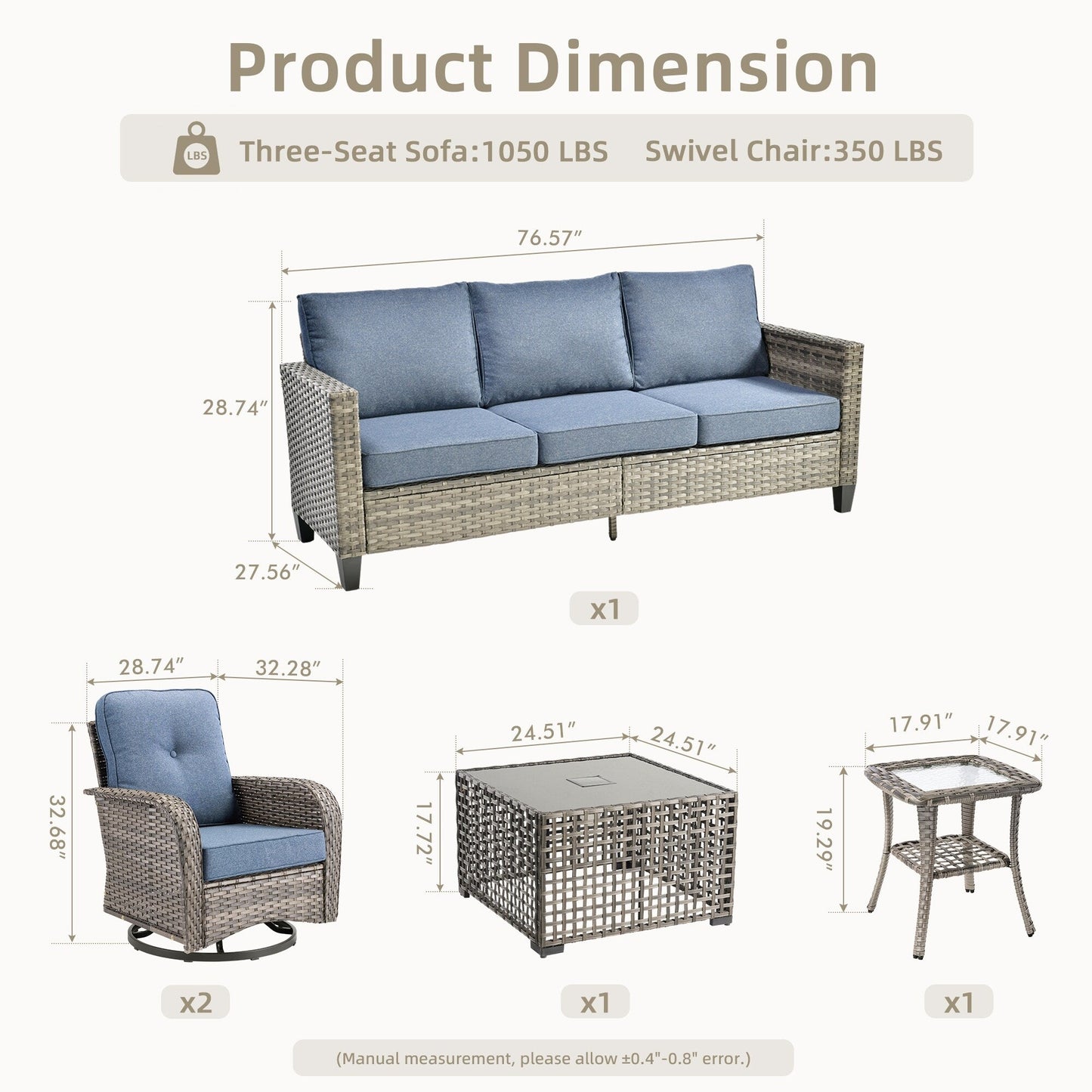 Ensemble de salon de jardin XIZZI en osier gris