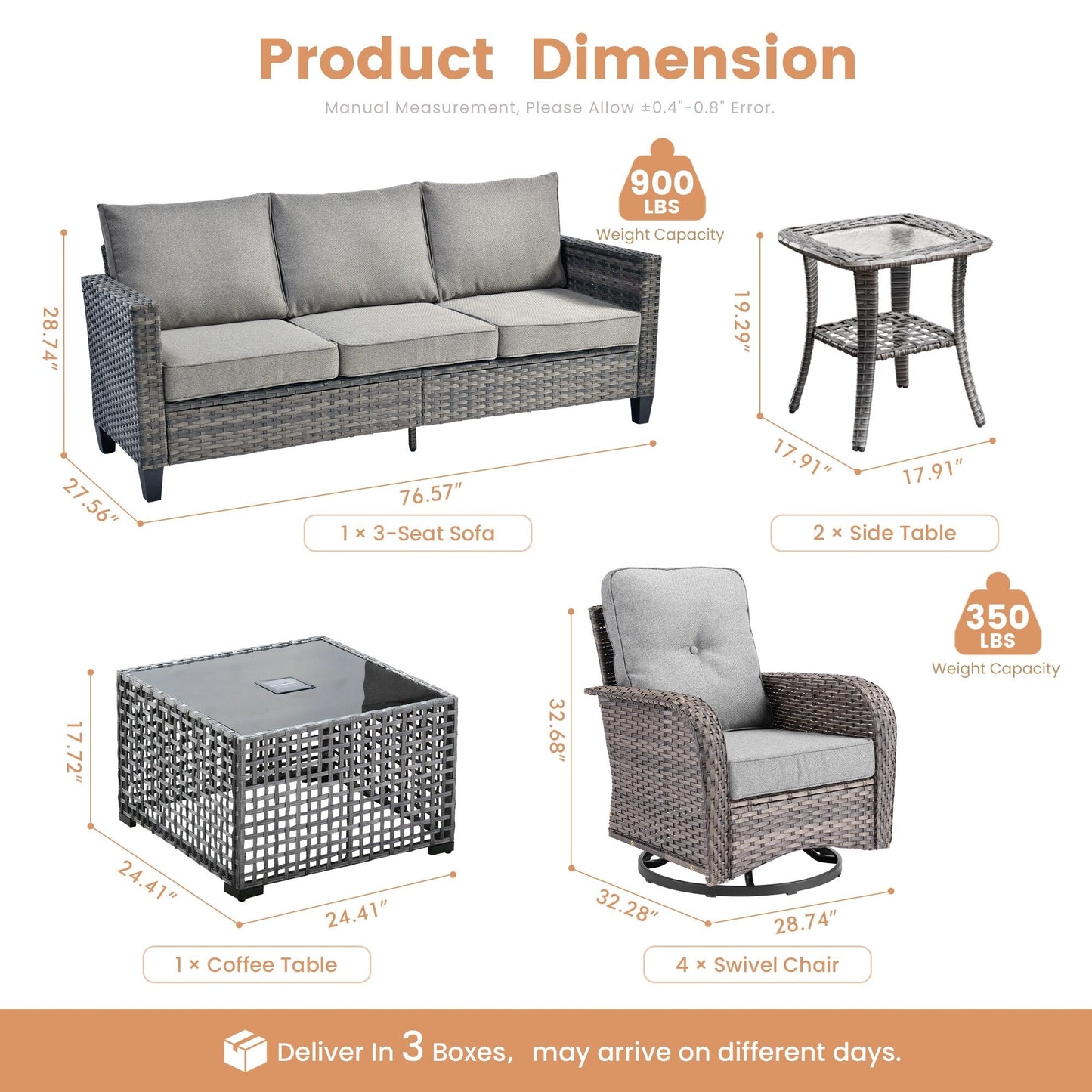 Ensemble de salon de jardin XIZZI en osier gris