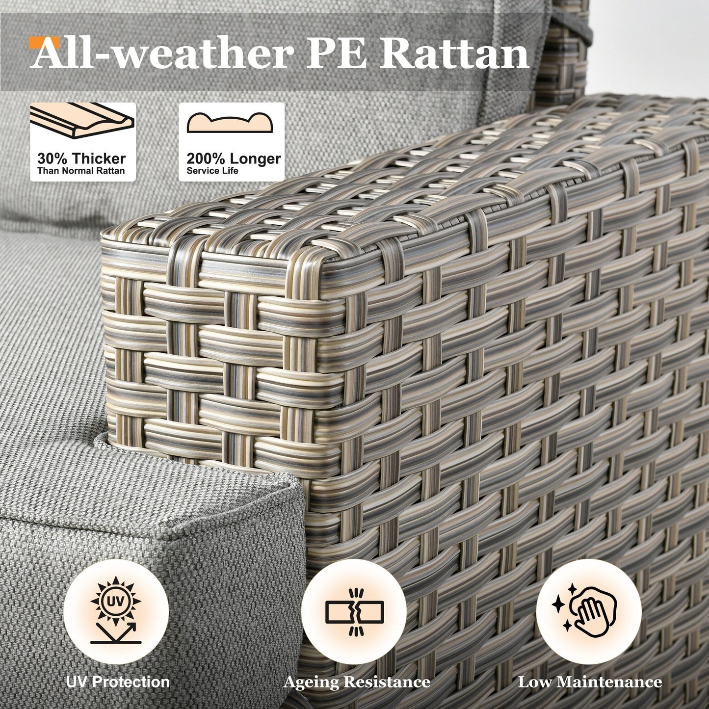 Ensemble de canapés de patio XIZZI 7 pièces avec accoudoirs larges et poufs