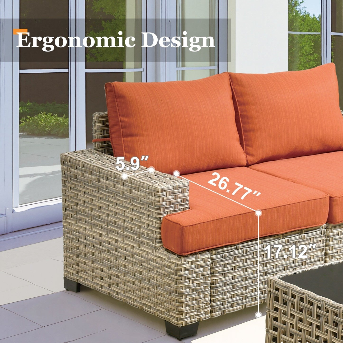 Ensemble de canapés de patio XIZZI 7 pièces avec accoudoirs larges et poufs