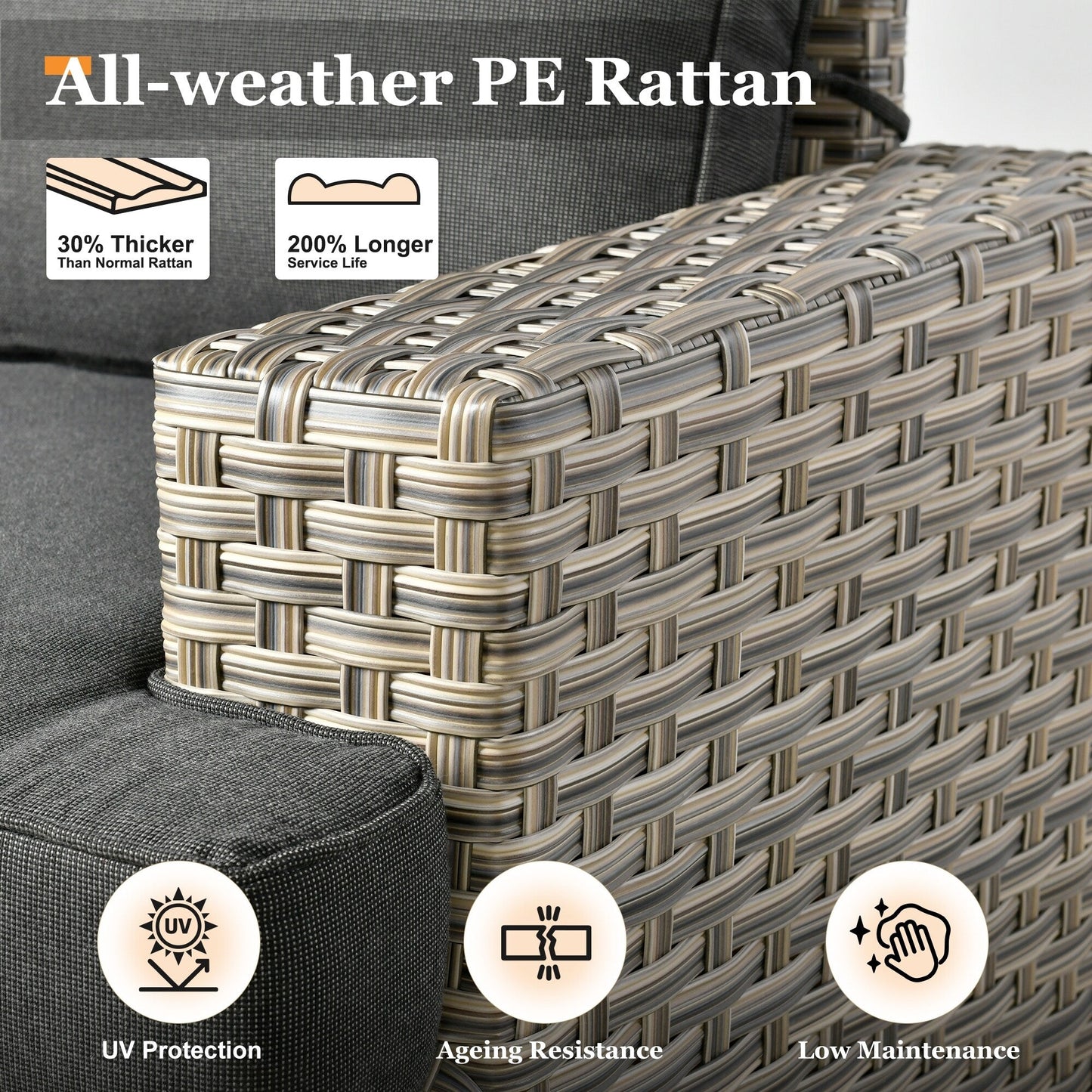 Ensemble de canapés de patio XIZZI 7 pièces avec accoudoirs larges et poufs