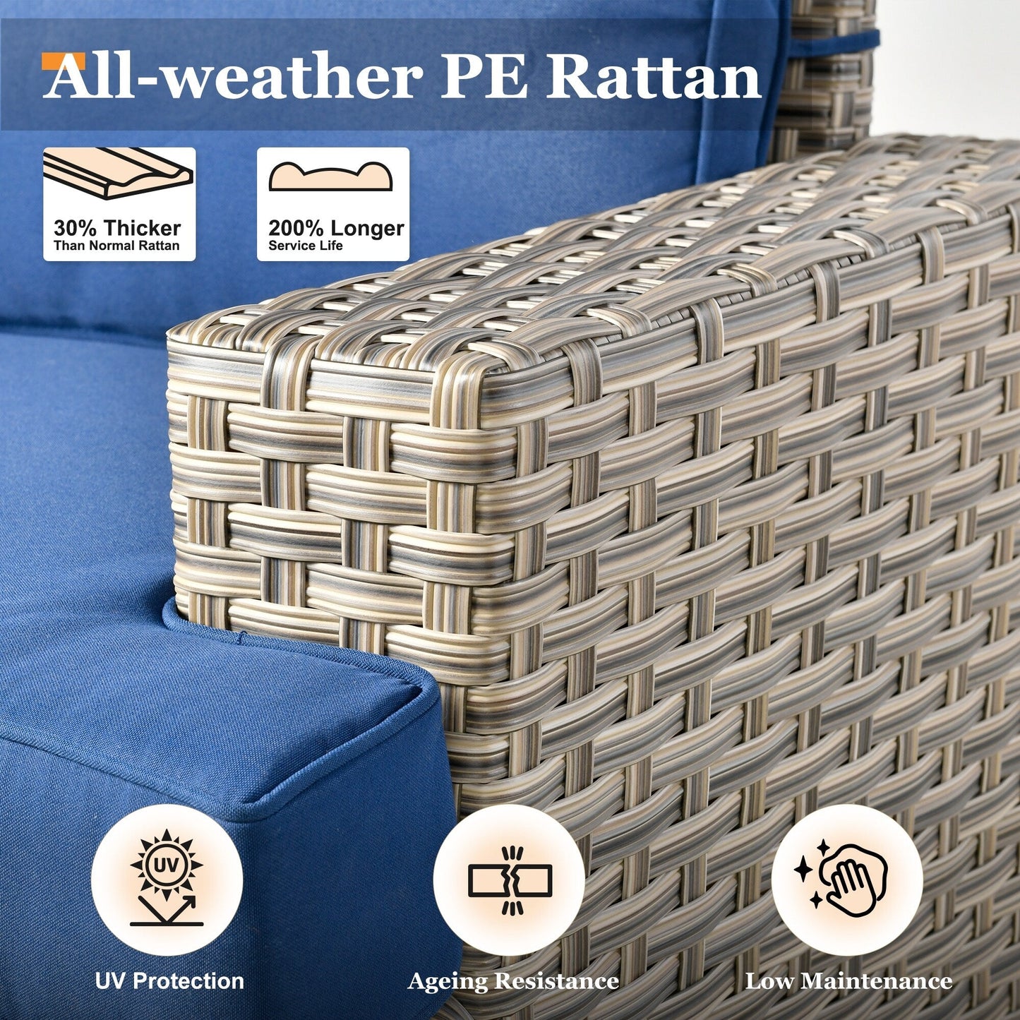 Ensemble de canapés de patio XIZZI 7 pièces avec accoudoirs larges et poufs