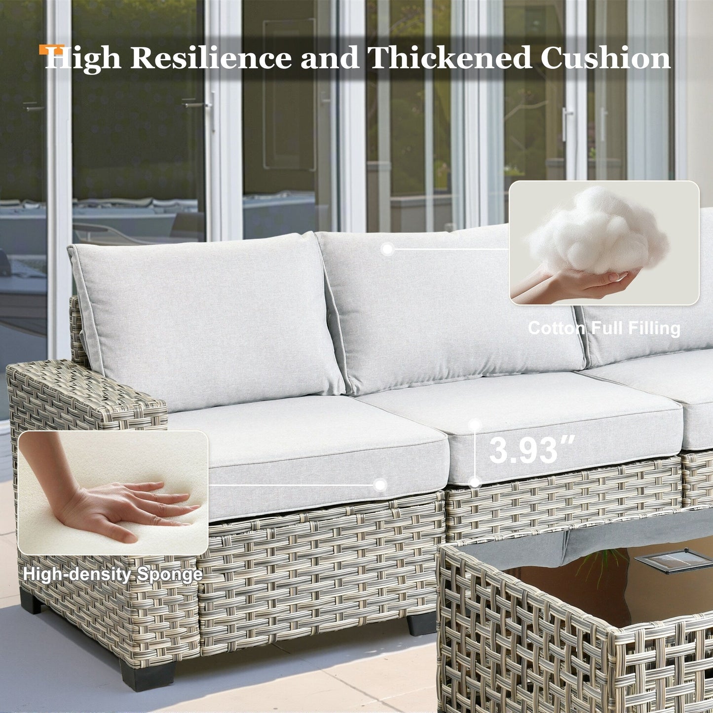 Ensemble de canapés de patio XIZZI 7 pièces avec accoudoirs larges et poufs