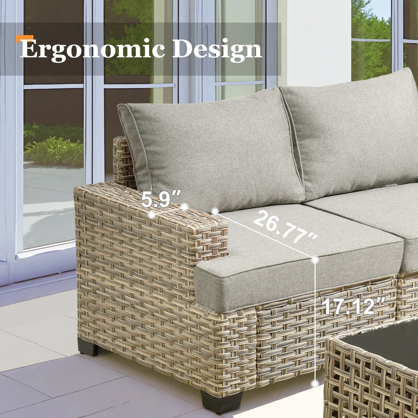 Ensemble de canapés de patio XIZZI 7 pièces avec accoudoirs larges et poufs