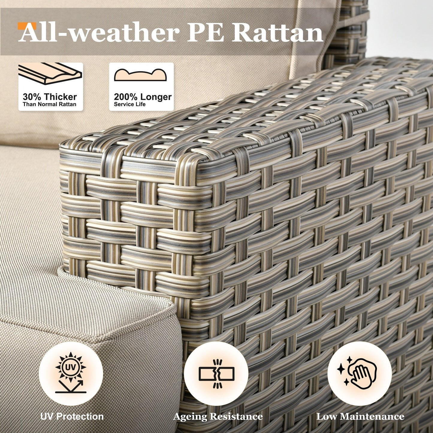 Ensemble de canapés de patio XIZZI 7 pièces avec accoudoirs larges et poufs