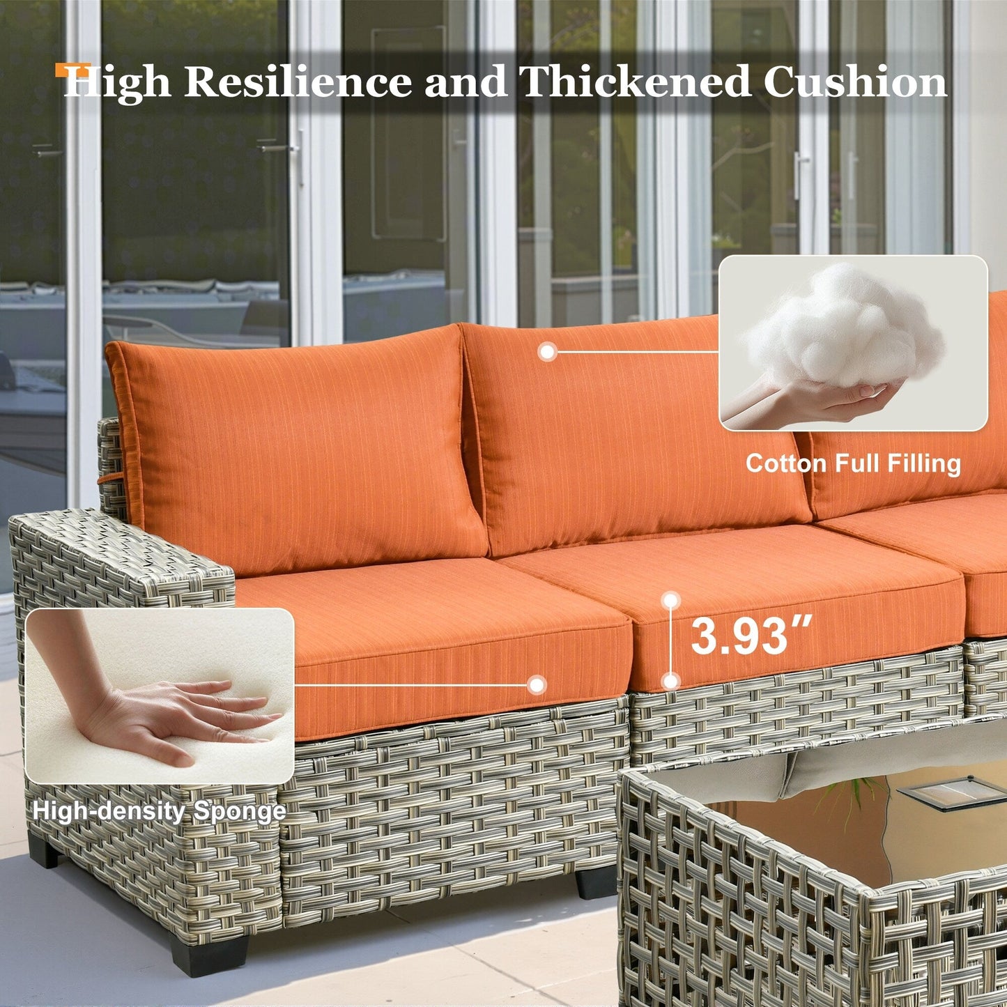 Ensemble de canapés de patio XIZZI 7 pièces avec accoudoirs larges et poufs