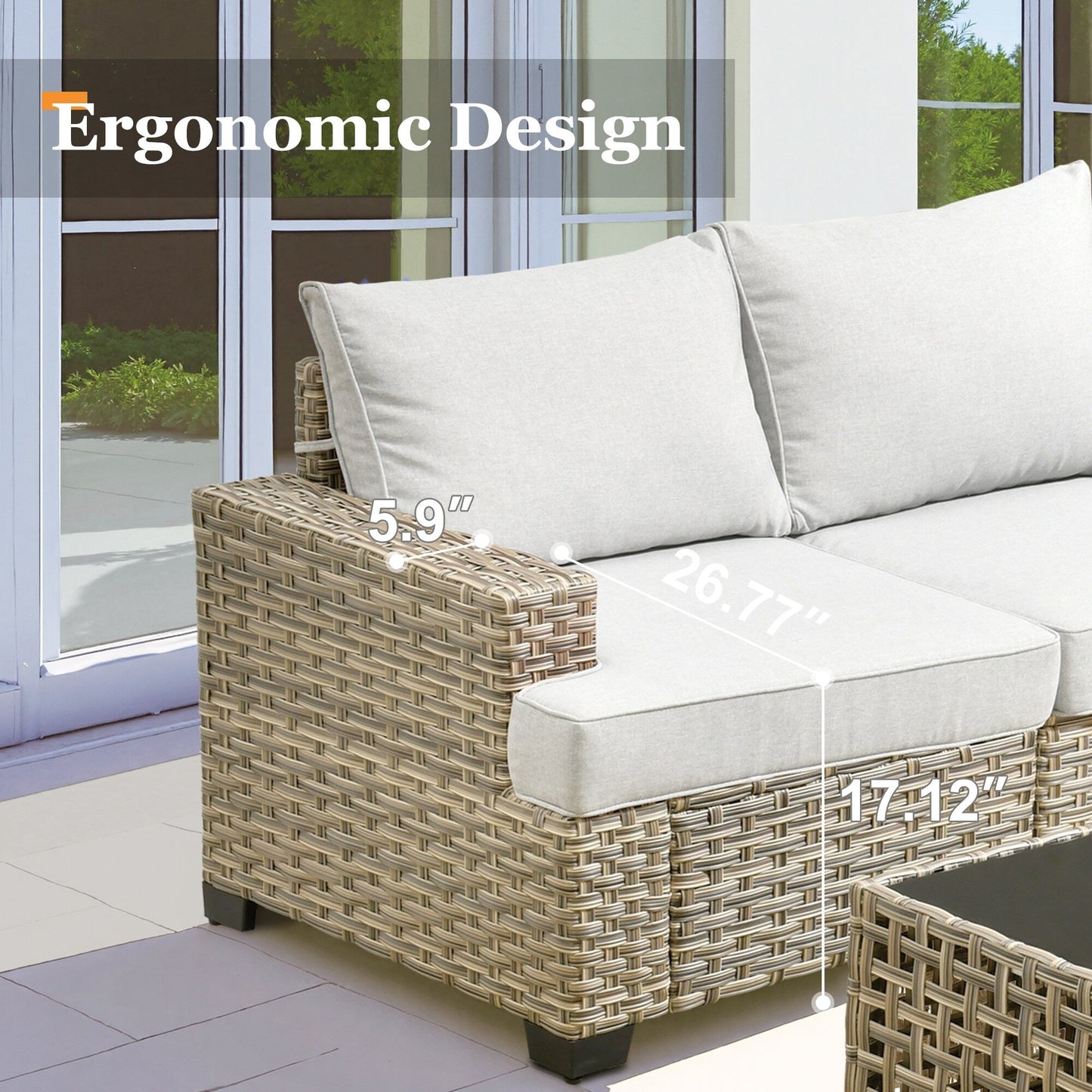 Ensemble de canapés de patio XIZZI 7 pièces avec accoudoirs larges et poufs
