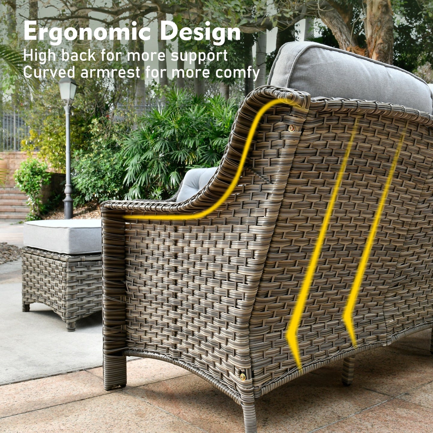 Ensemble de meubles de patio XIZZI 8 pièces en osier avec chaises pivotantes