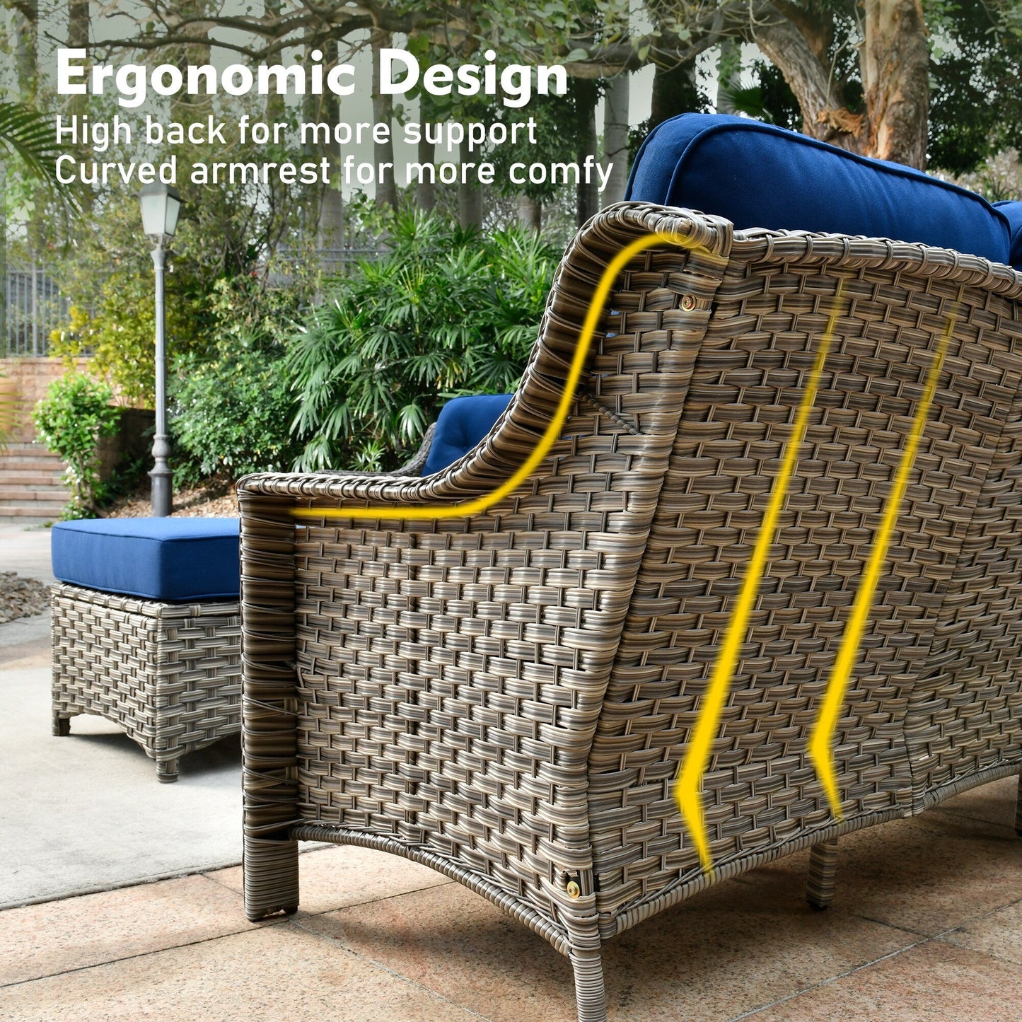Ensemble de meubles de patio XIZZI 8 pièces en osier avec chaises pivotantes
