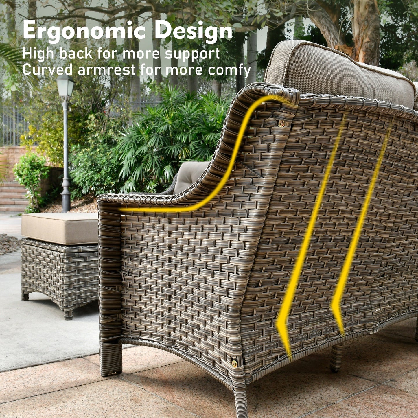 Ensemble de meubles de patio XIZZI 8 pièces en osier avec chaises pivotantes