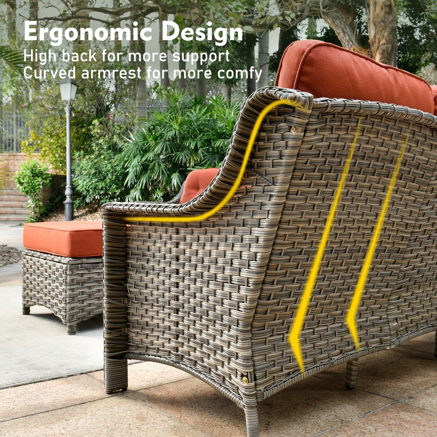Ensemble de meubles de patio XIZZI 8 pièces en osier avec chaises pivotantes